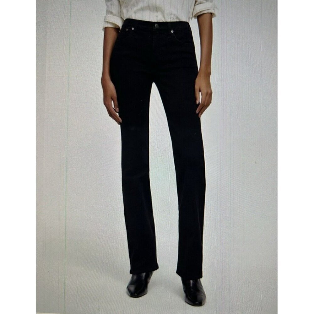 Madewell Womens Mid-Rise Full Length Kick Out Black Denim Jeans Size 32 - Picture 2 of 15